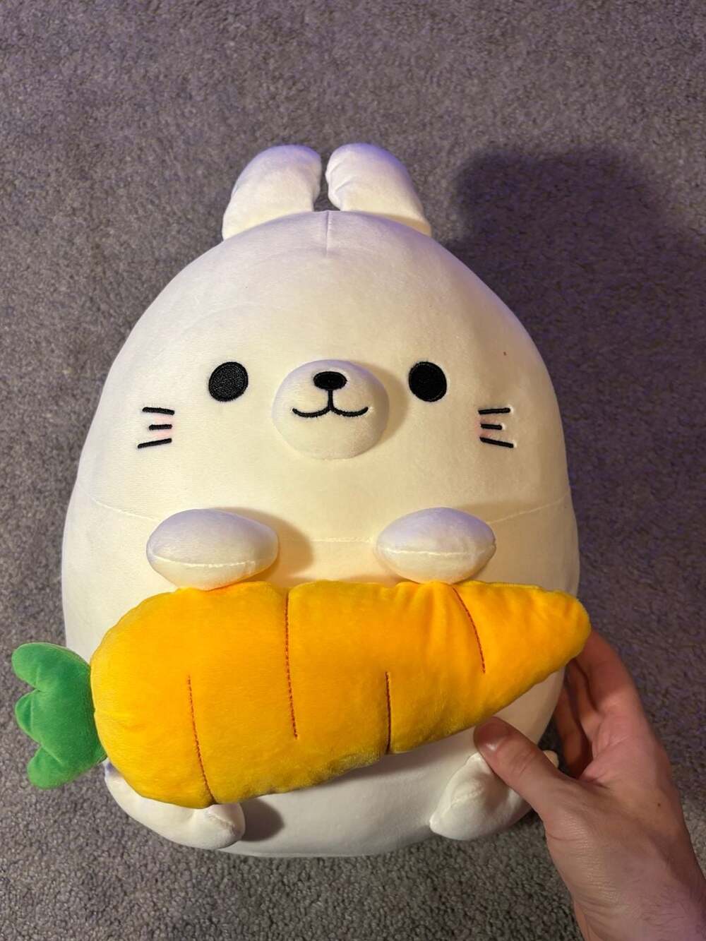 14" Takashoji White Bunny Holding Carrot Plush